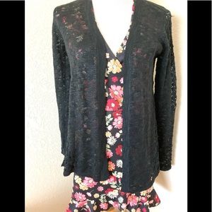 Black cardigan knit top light knit cardigan open front cardigan top